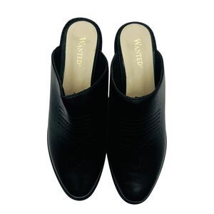 Women's Wanted Black Mules Lila Size‎ 7.5 NWT Box Small Wedge Heel Slip On Shoes